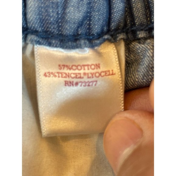 SO Womens Chambray Denim Shorts Mid Rise Classic Drawstring Waist Blue Size M - Picture 8 of 9